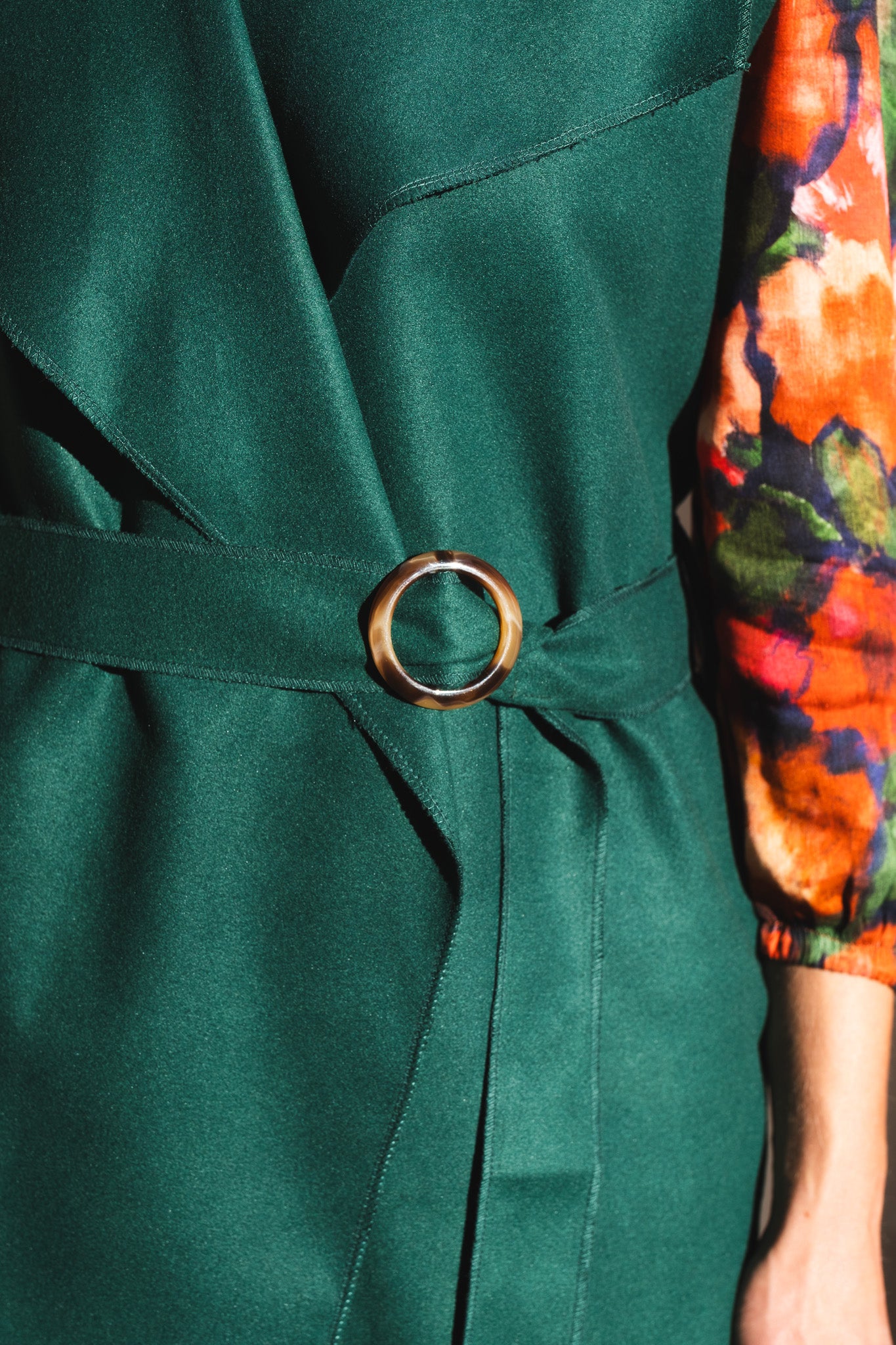 Bold Sleeveless Coat - Bottle Green