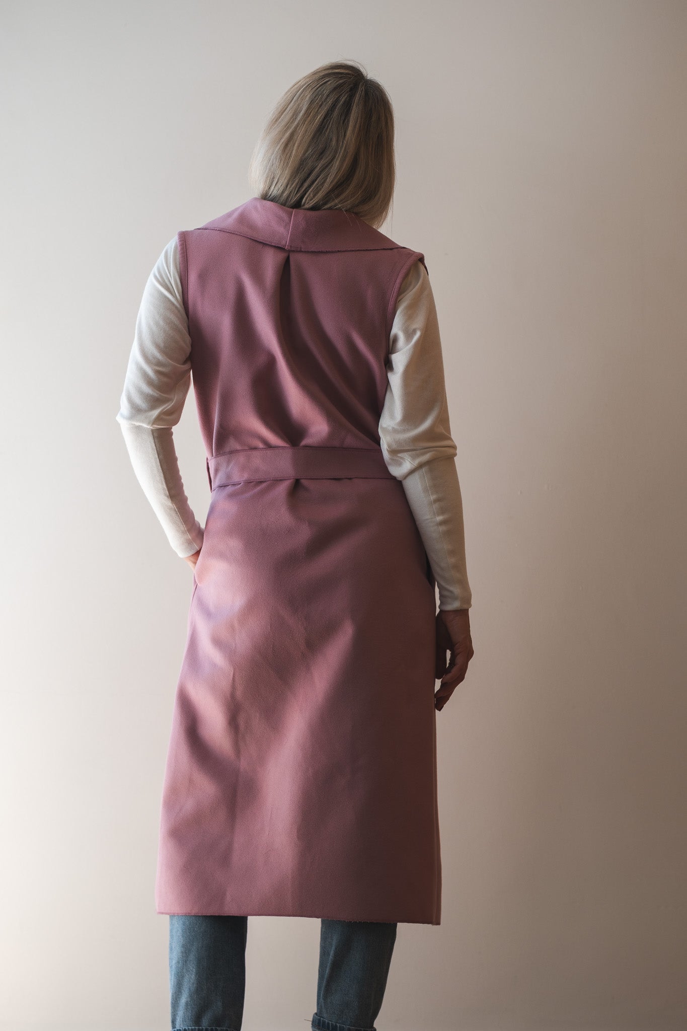 Bold Sleeveless Coat - Rose Pink