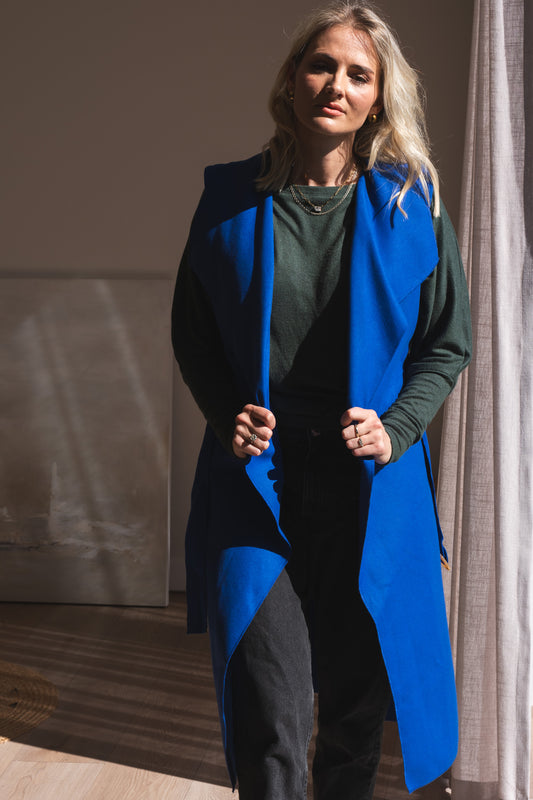 Bold Sleeveless Coat - Electric Blue