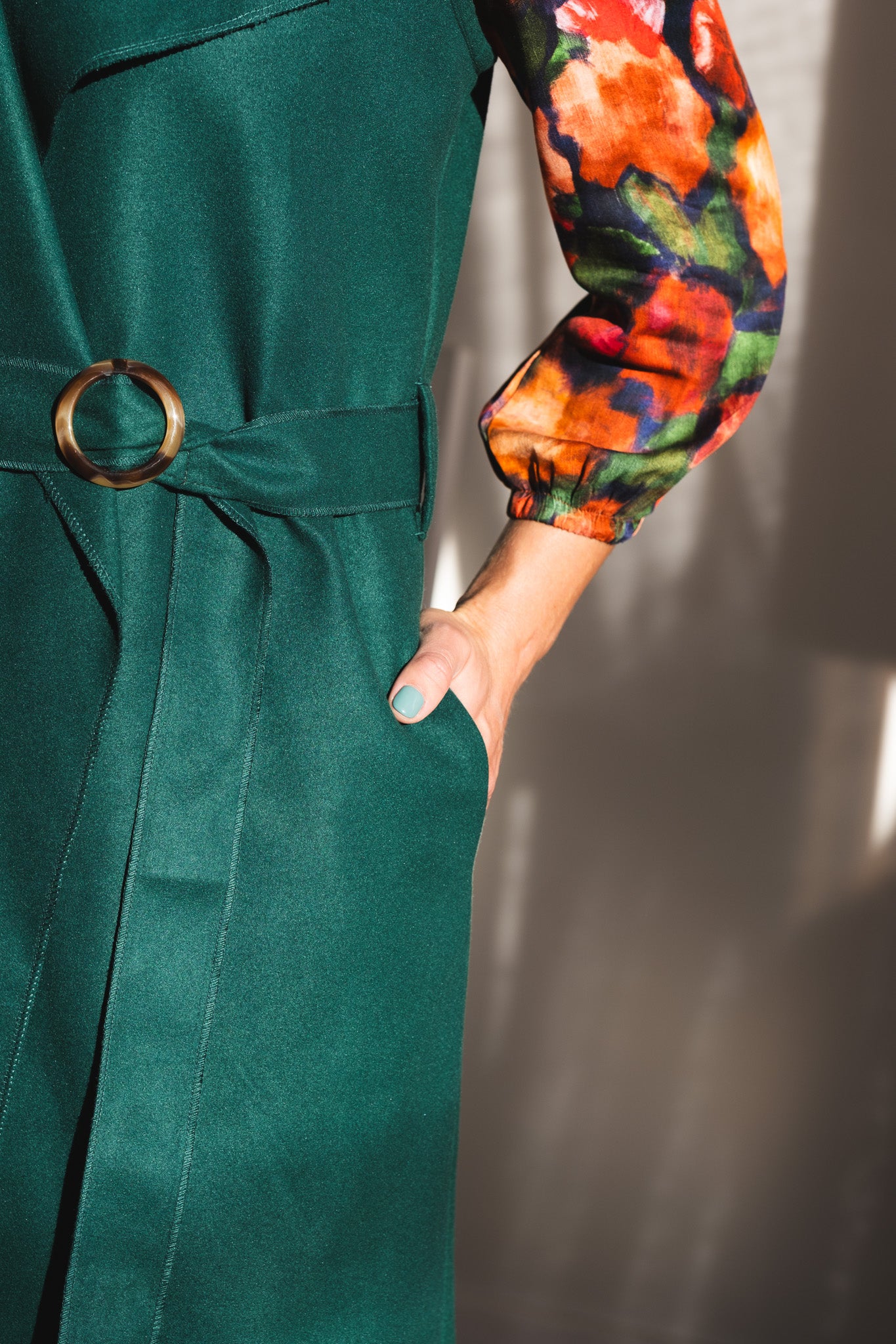 Bold Sleeveless Coat - Bottle Green