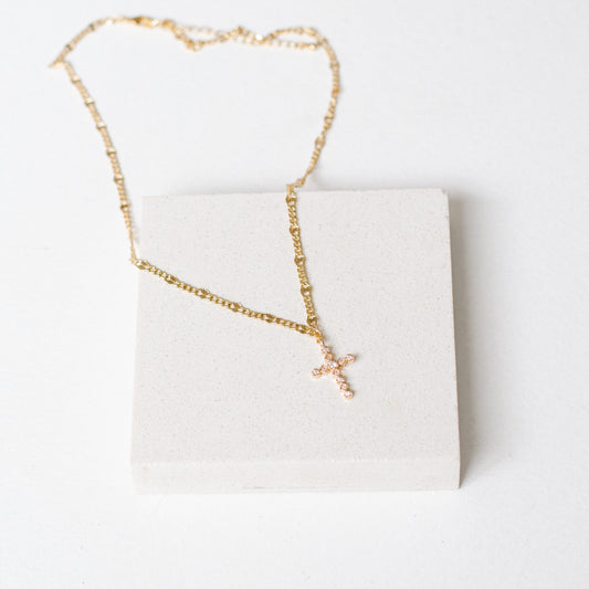 Cross Curbchain Necklace
