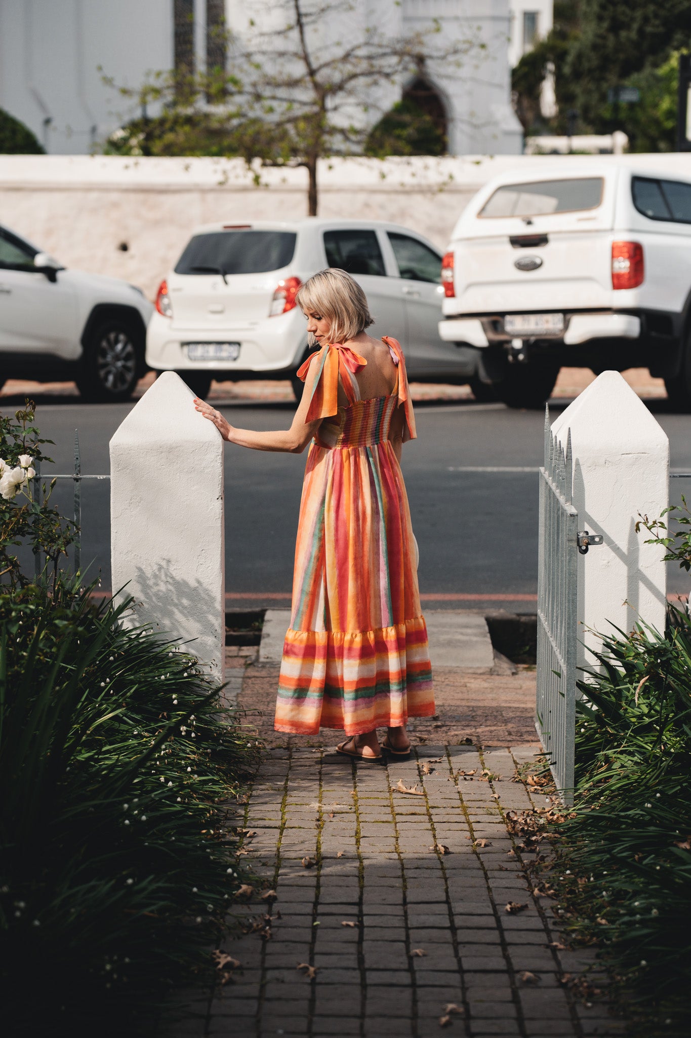 Flow Bow-detail Dress - Bold Stripes