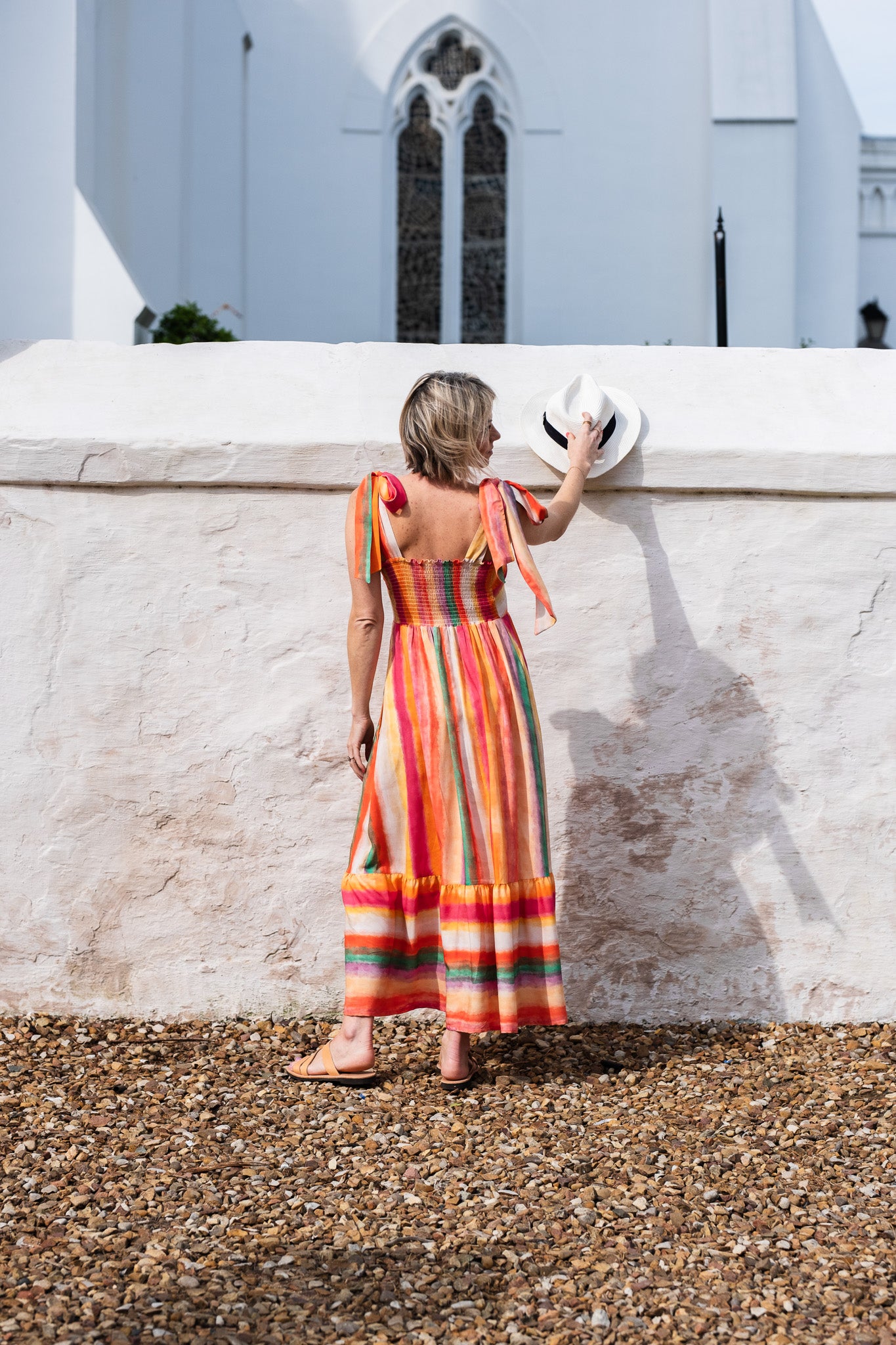 Flow Bow-detail Dress - Bold Stripes