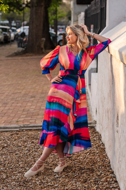 Carelina Wrap Dress - Striped