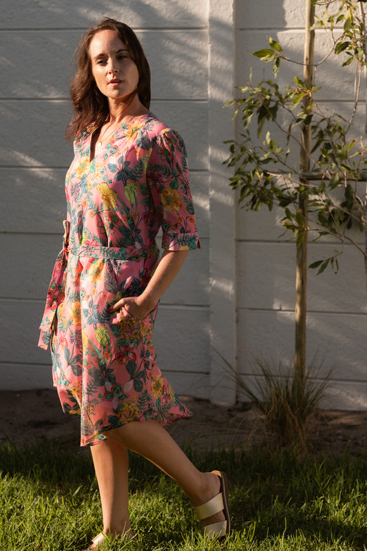 Revive Shirt Dress - Pink Florals
