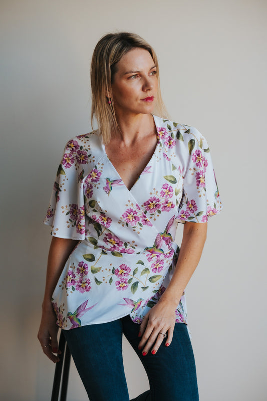 Devoted Hummingbird Wrap Blouse