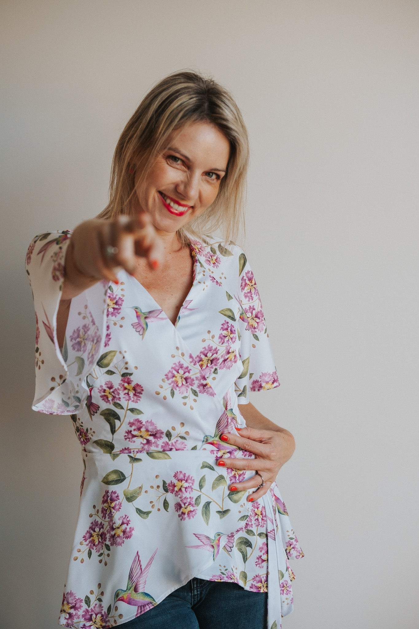 Devoted Hummingbird Wrap Blouse