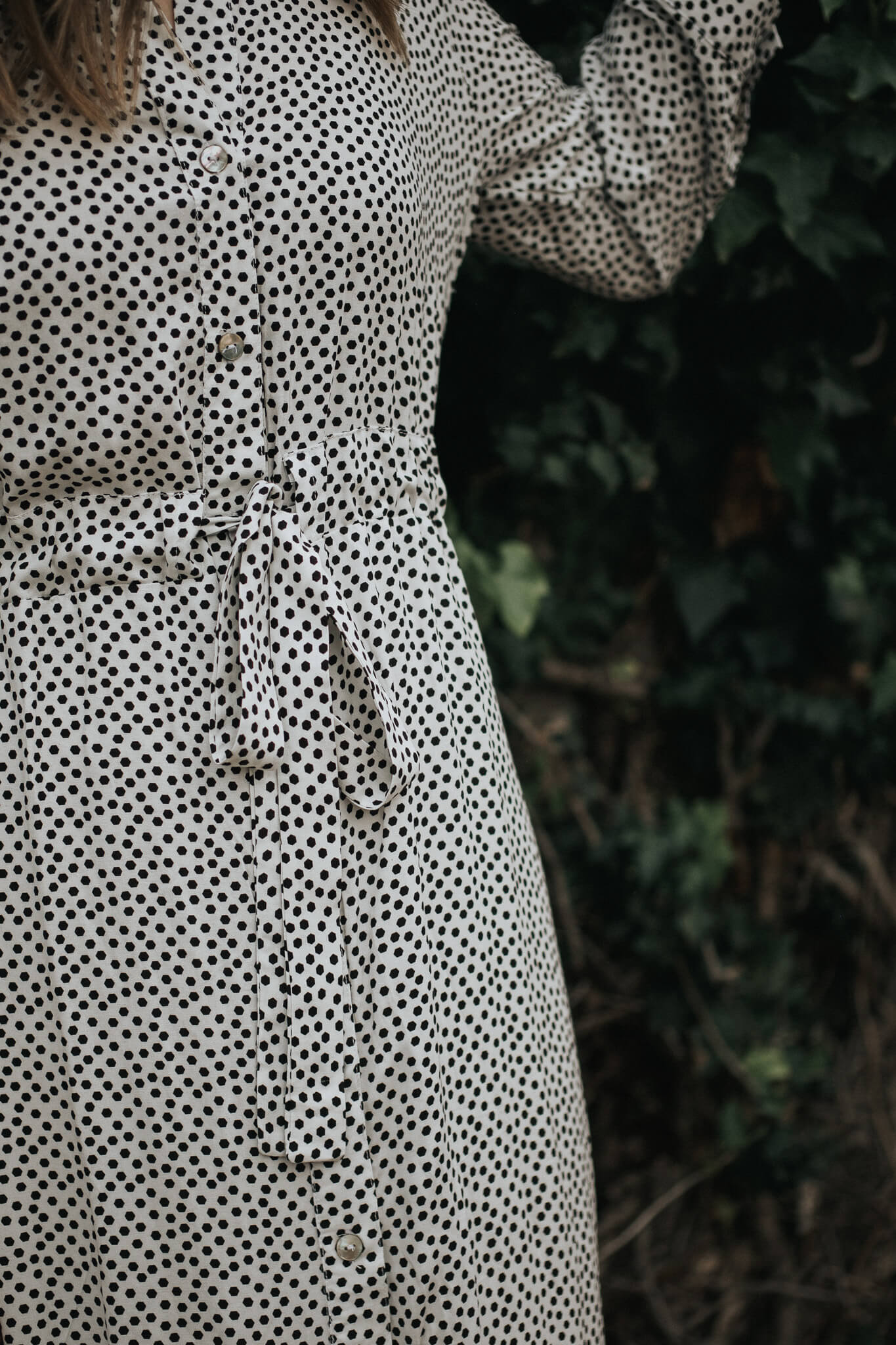 White Spotted Button-through Dress