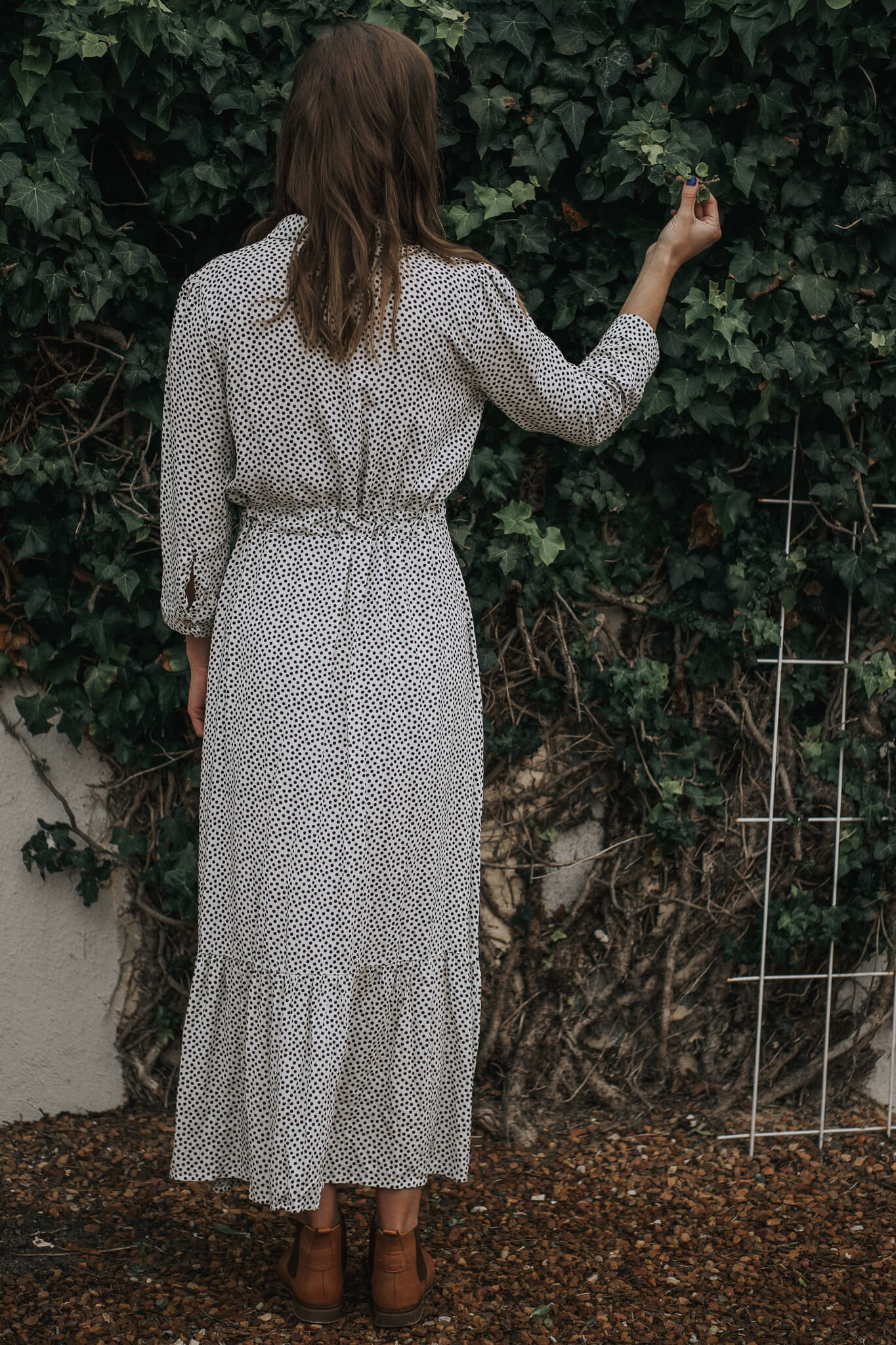 White Spotted Button-through Dress