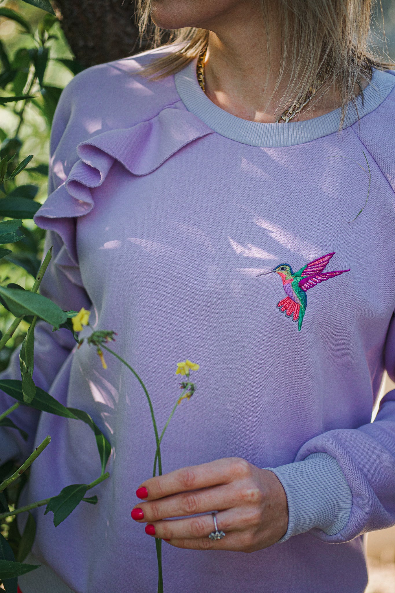 Lilac Hummingbird Sweat Top - Kelly Higgs Collab