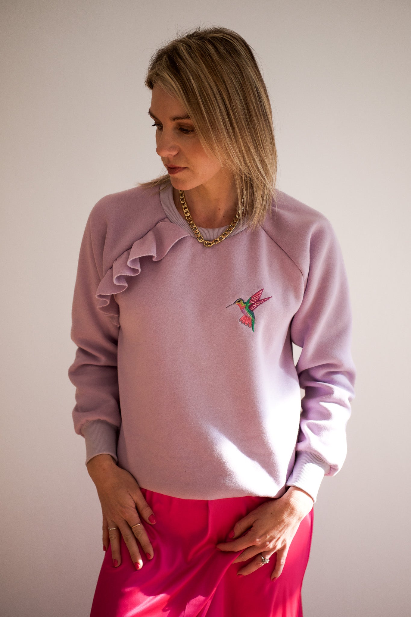 Lilac Hummingbird Sweat Top - Kelly Higgs Collab