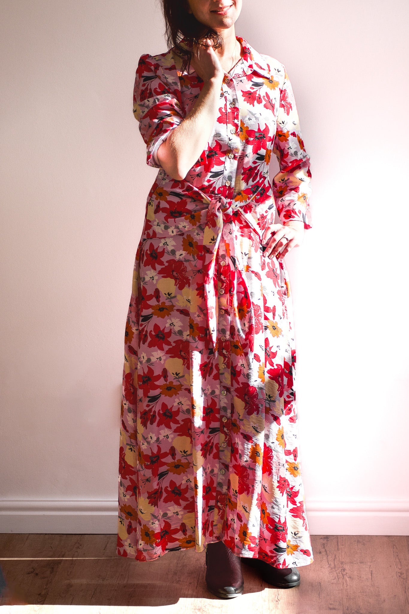 Floral Covering Button-through Dress