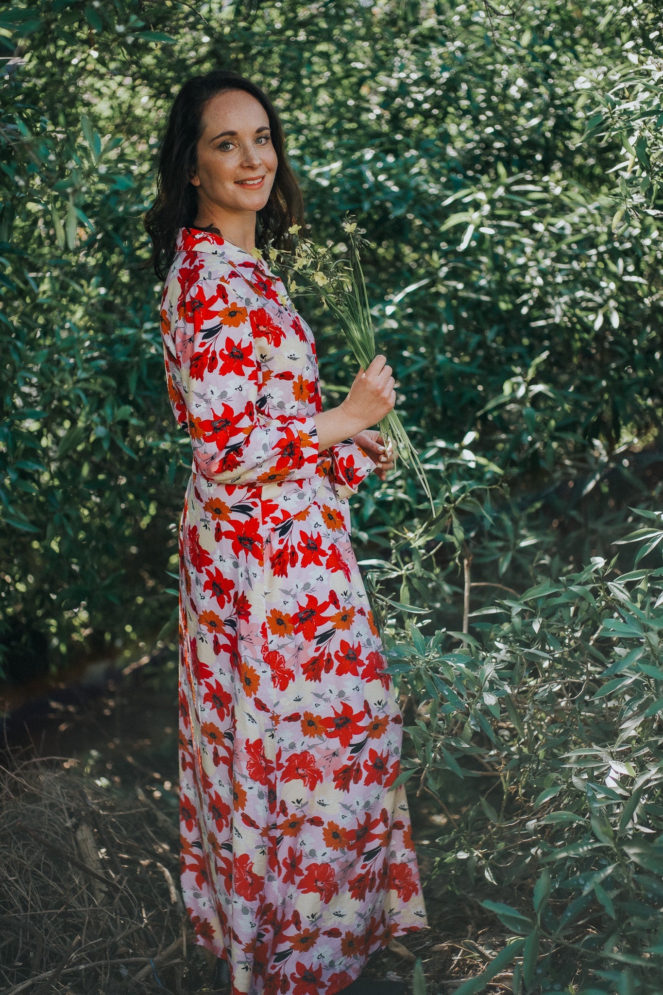 Floral Covering Button-through Dress