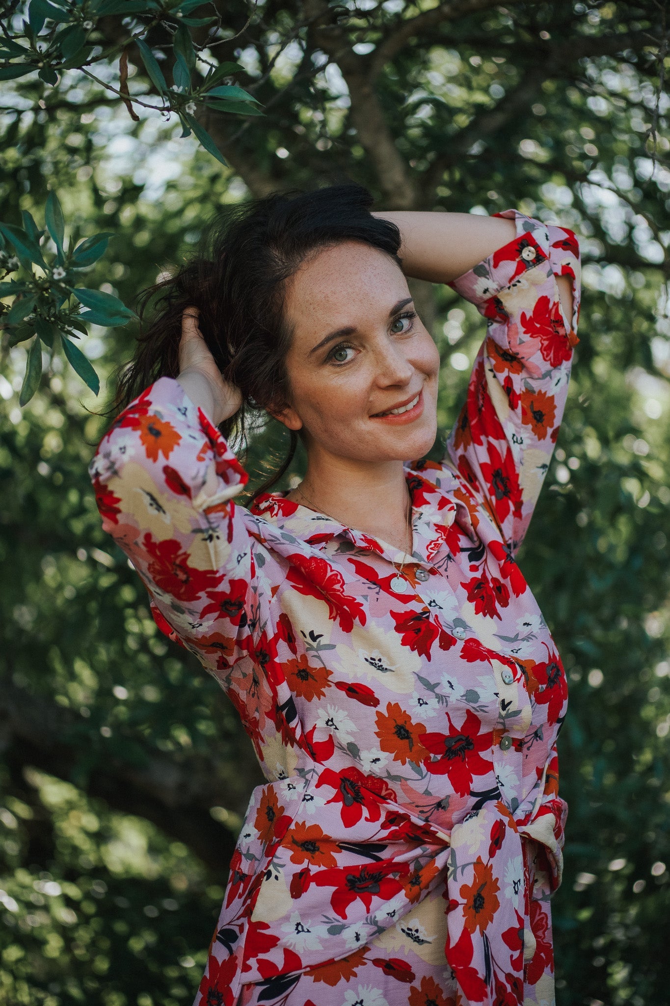 Floral Covering Button-through Dress