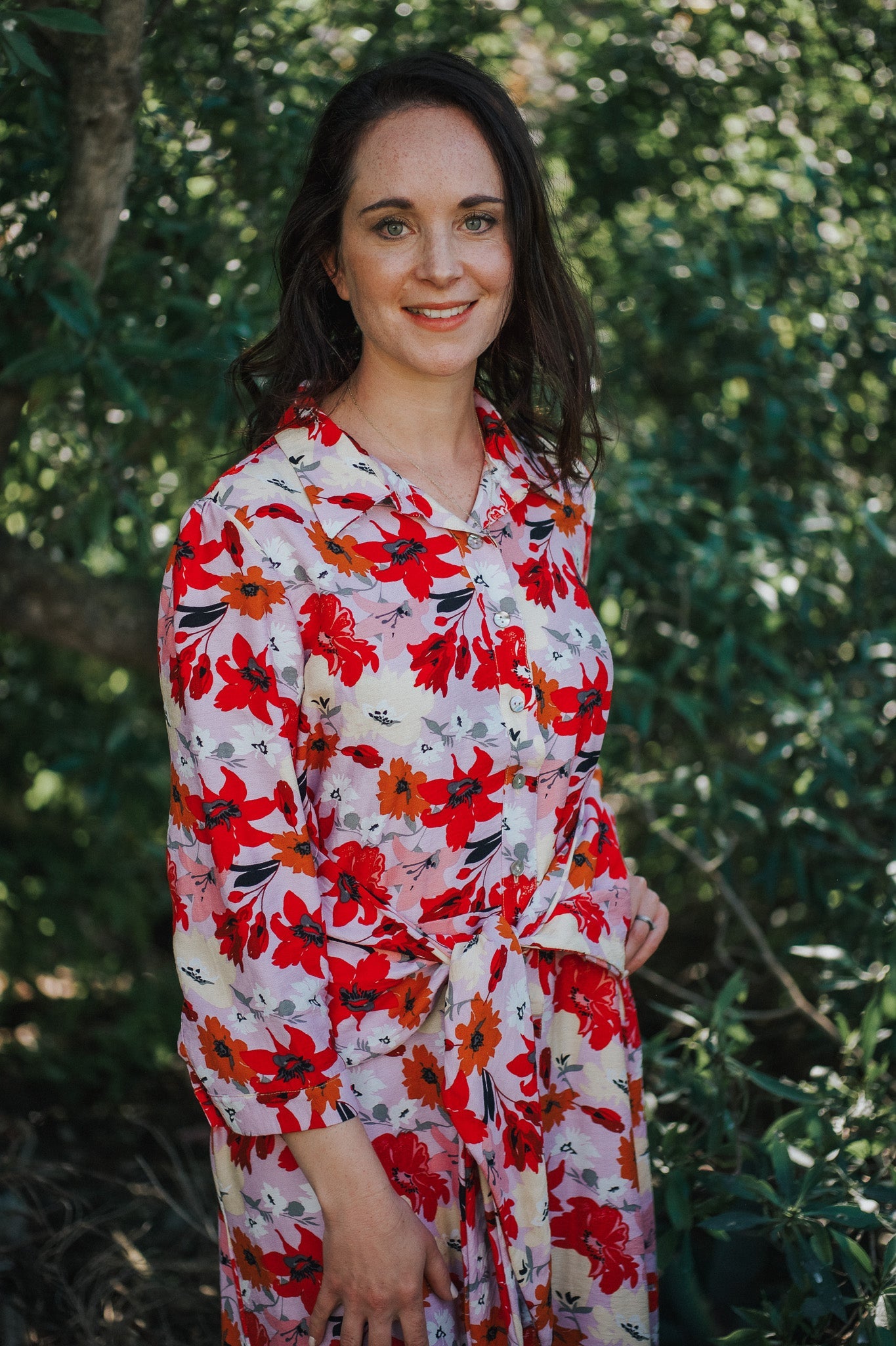 Floral Covering Button-through Dress