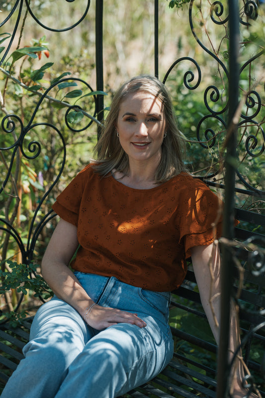 Sweet Anglaise Blouse - Toffee