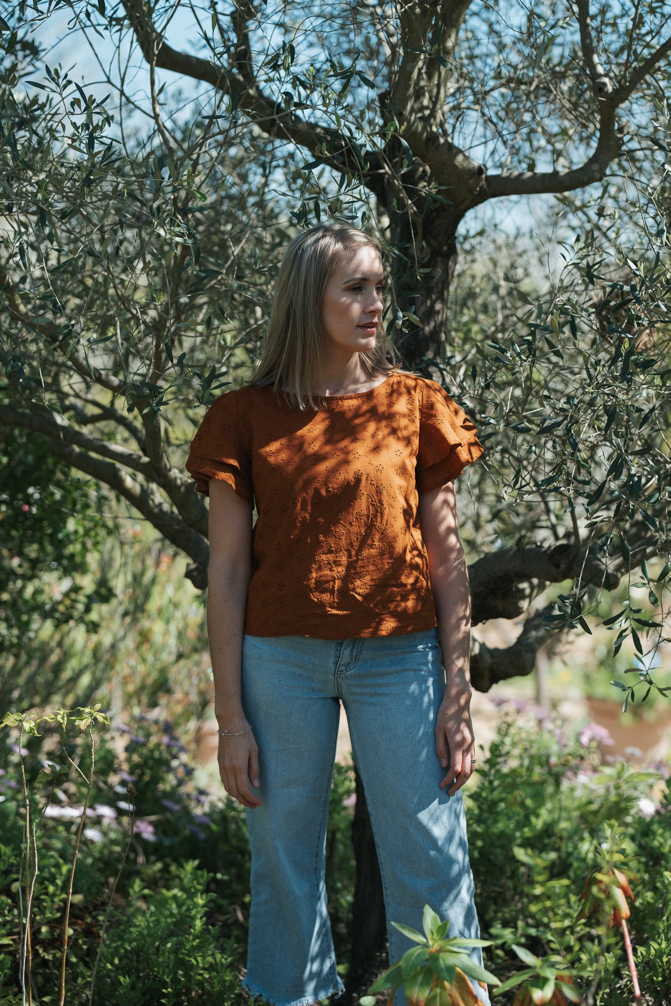 Sweet Anglaise Blouse - Toffee