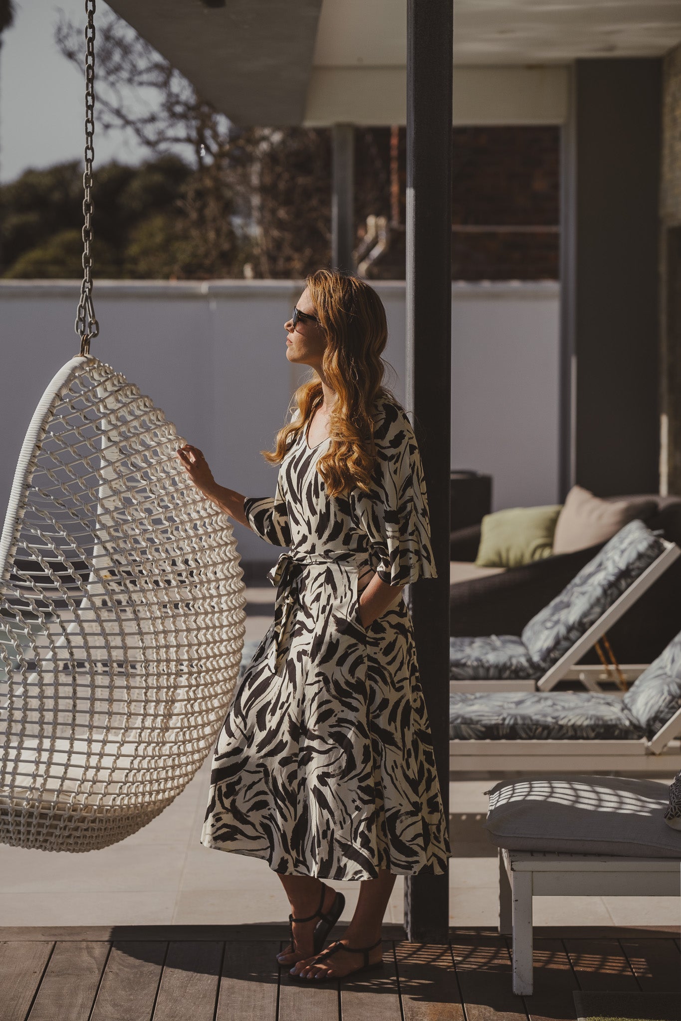 Traveling Kimono Dress - Black & White