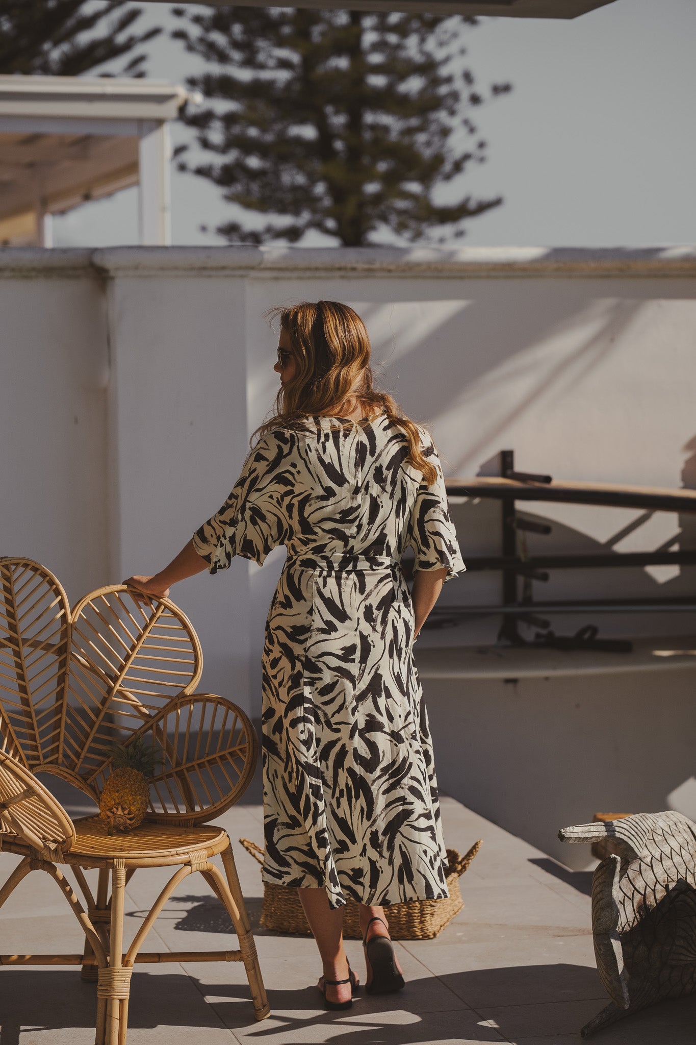 Traveling Kimono Dress - Black & White