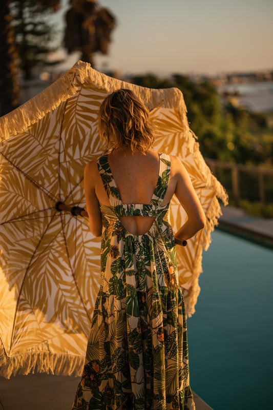 Cut-out Green Maxi Dress