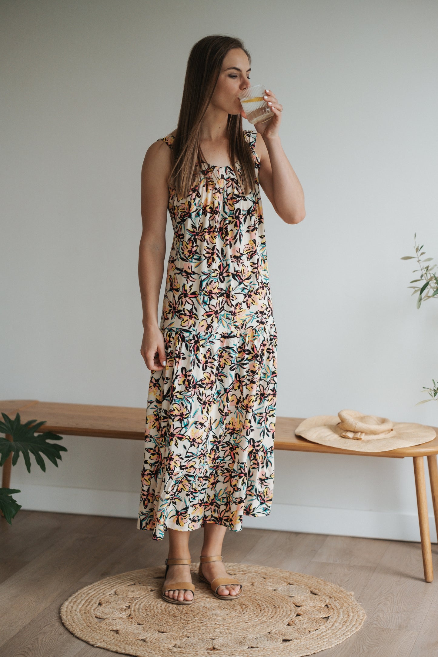Cut-out Floral Maxi Dress