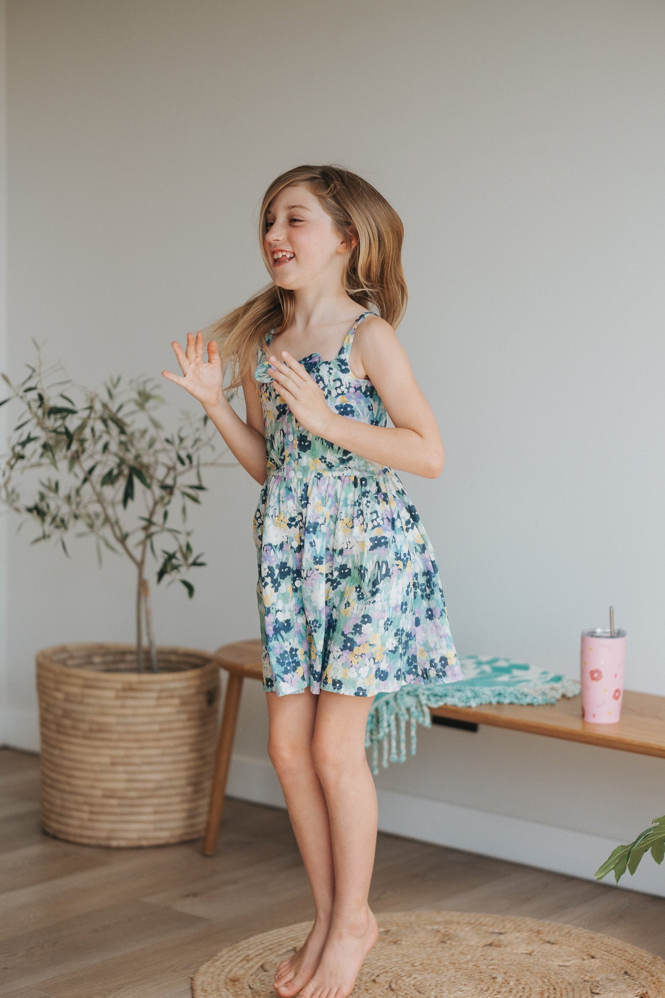 Little Smock Tea Dress - Blue Florals
