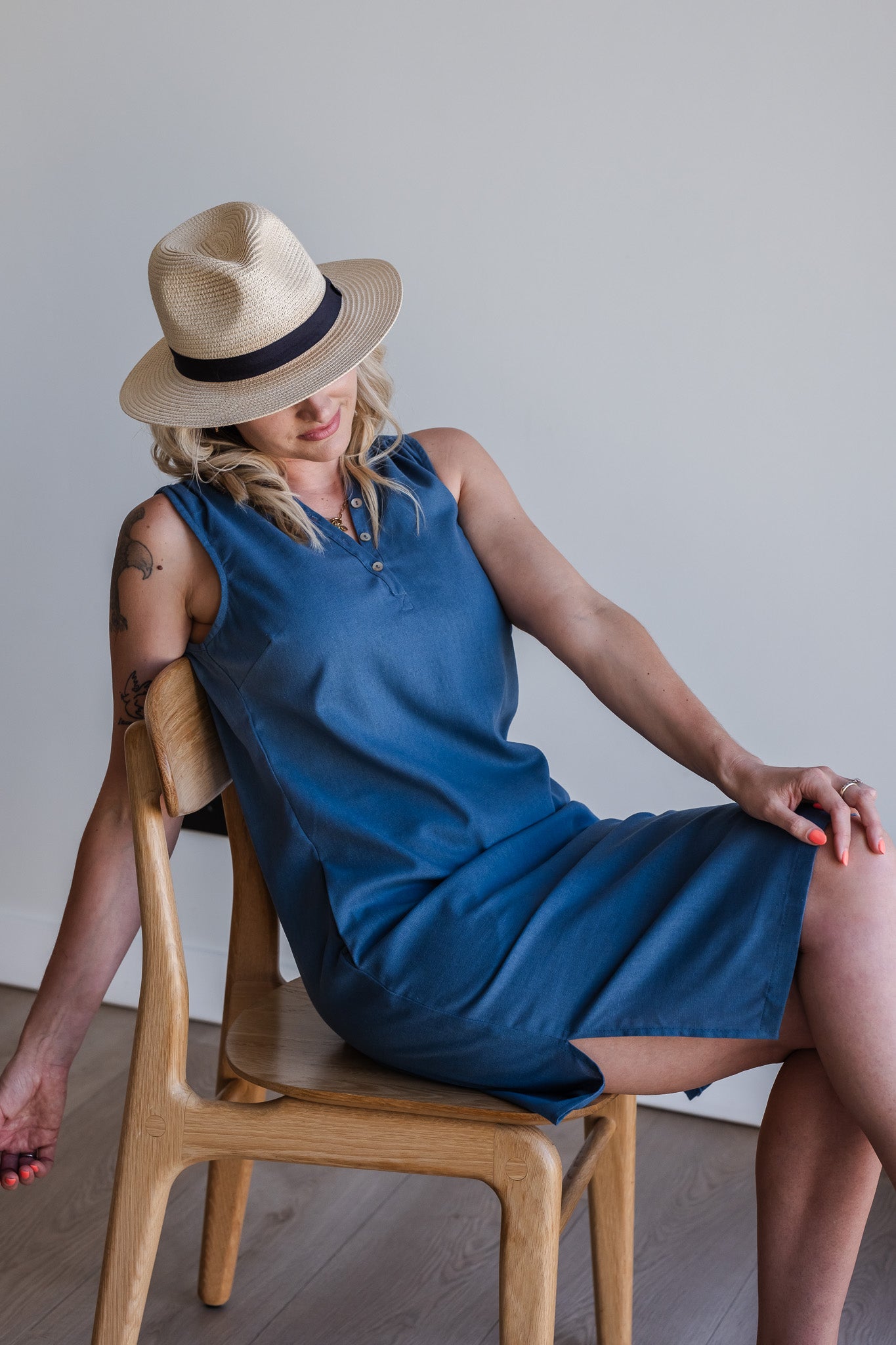 Surrender Shirt Dress - Blue Linen