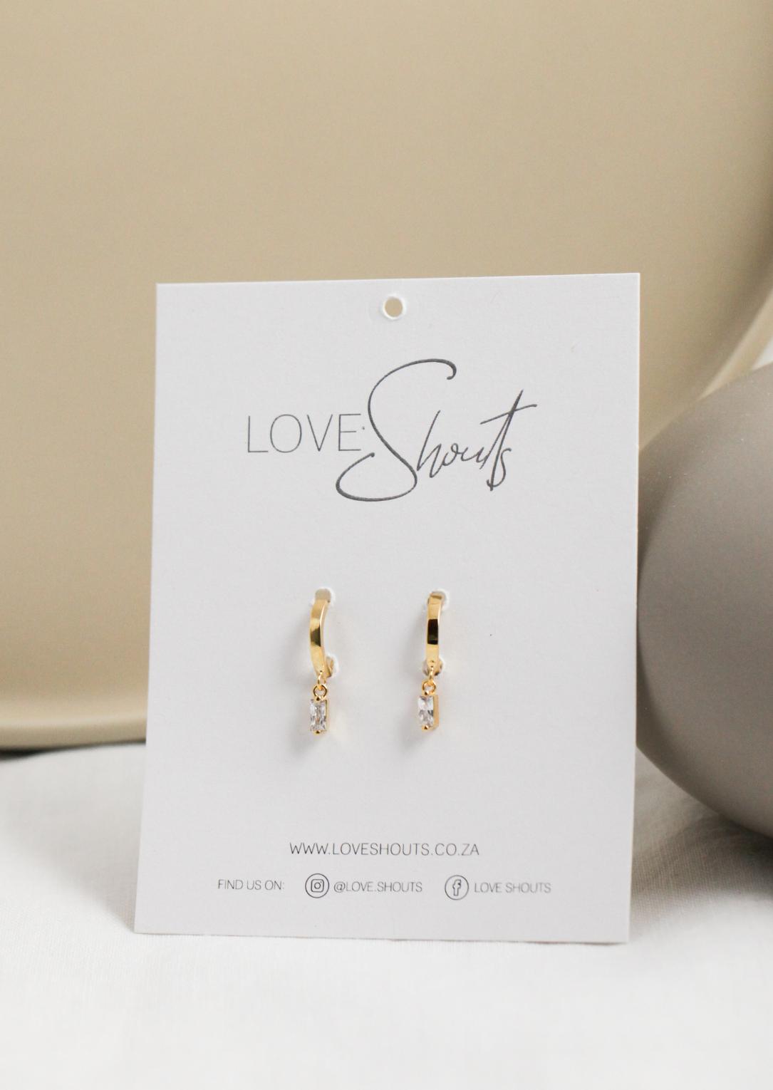 Square Crystal Hoop Earrings - Clear & Black