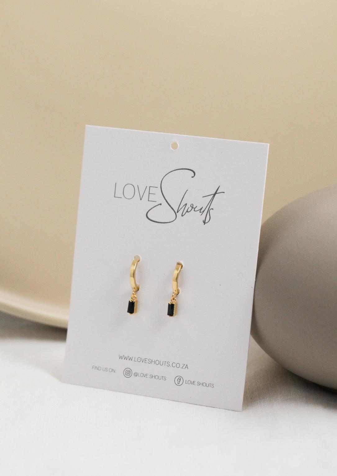 Square Crystal Hoop Earrings - Clear & Black