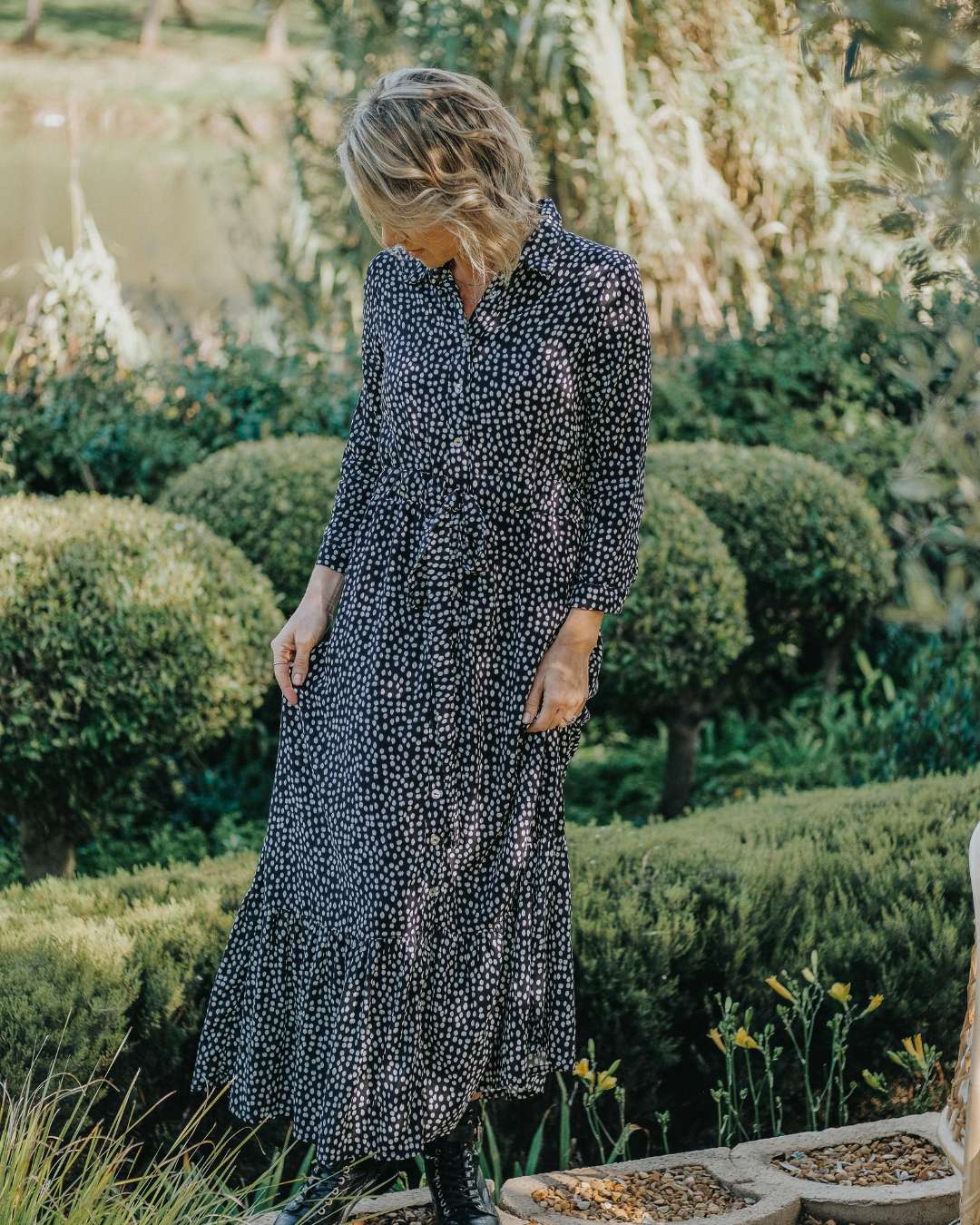Spotted Button-through Dress