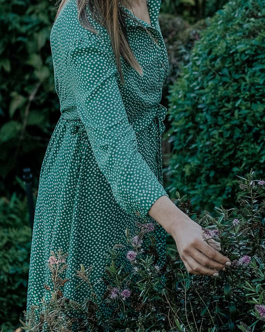 Green Spotted Button-through Dress
