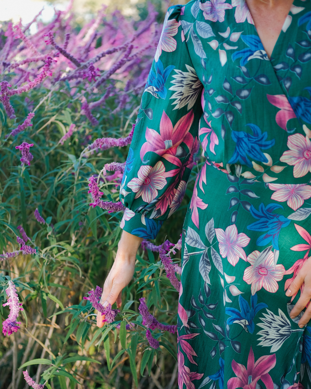 Full-of-life Floral Linen Wrap Dress (Pre-order)