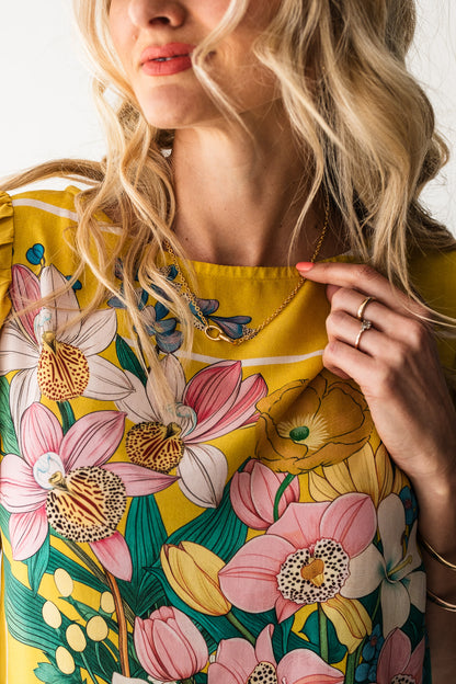 Lillies of the field Blouse - Yellow Botanical Florals