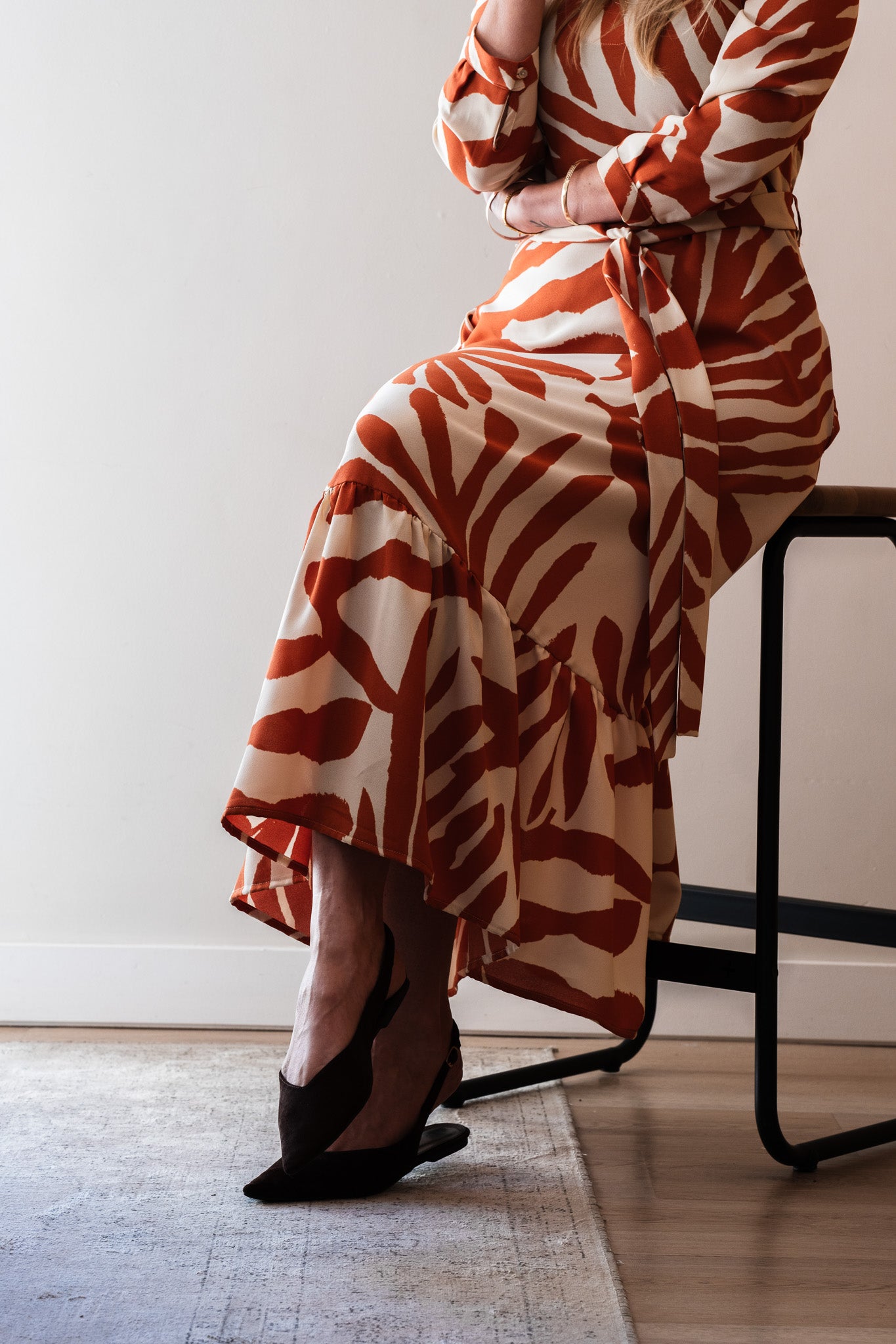 Bloom Dress - Rust Leaf 3/4 Sleeve