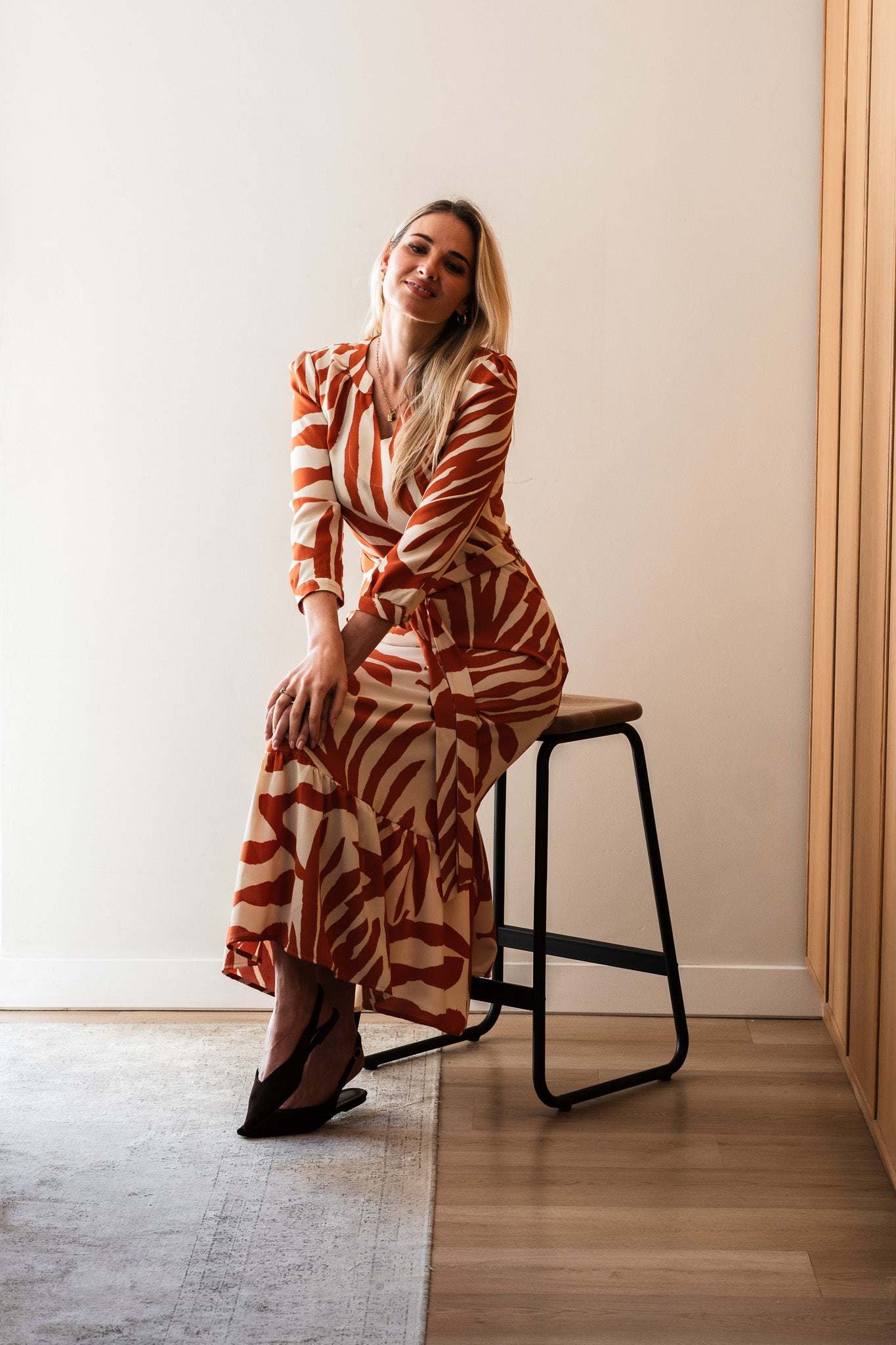 Bloom Dress - Rust Leaf 3/4 Sleeve