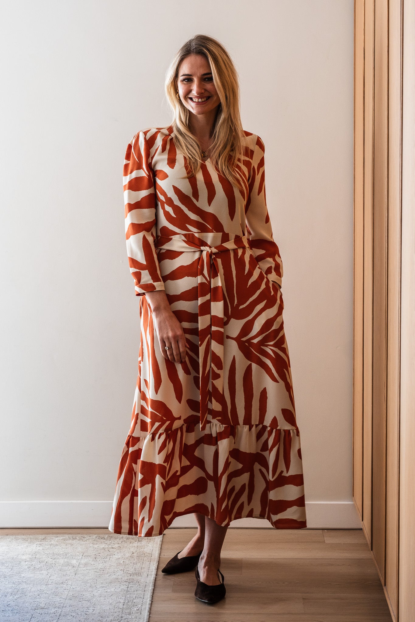 Bloom Dress - Rust Leaf 3/4 Sleeve