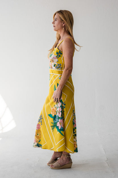 Lillies of the field dress - Yellow Botanical Florals