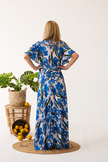 Ilze wrap dress - Blue Floral