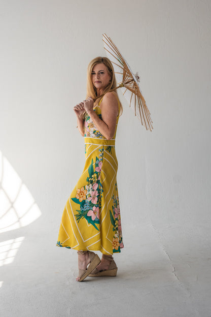 Lillies of the field dress - Yellow Botanical Florals