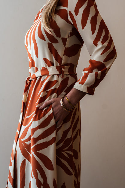 Bloom Dress - Rust Leaf 3/4 Sleeve