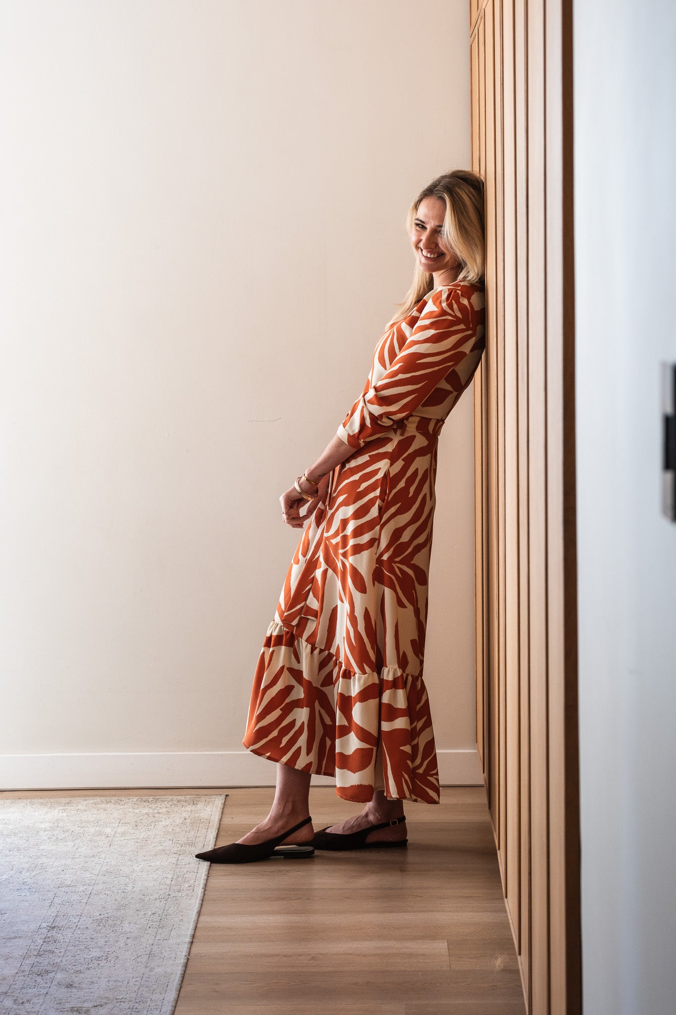 Bloom Dress - Rust Leaf 3/4 Sleeve