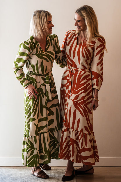Bloom Dress - Rust Leaf 3/4 Sleeve