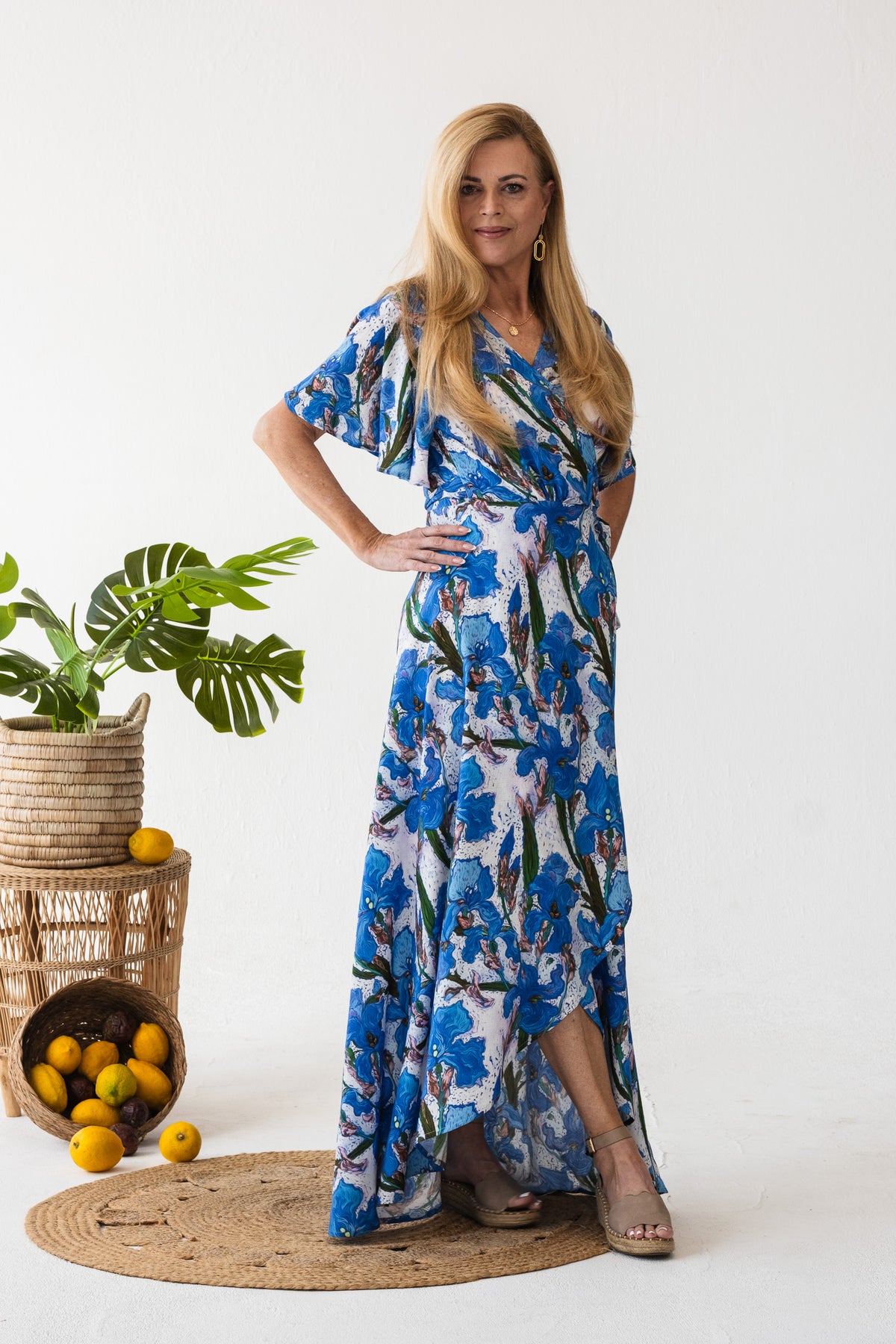 Ilze wrap dress - Blue Floral