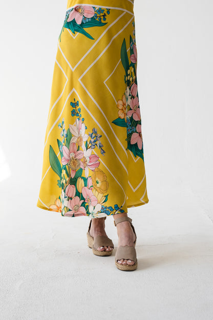 Lillies of the field dress - Yellow Botanical Florals