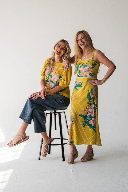 Lillies of the field Blouse - Yellow Botanical Florals