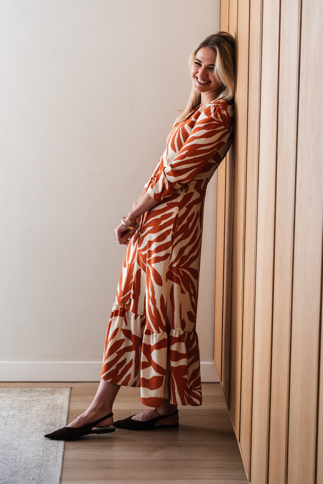 Bloom Dress - Rust Leaf 3/4 Sleeve