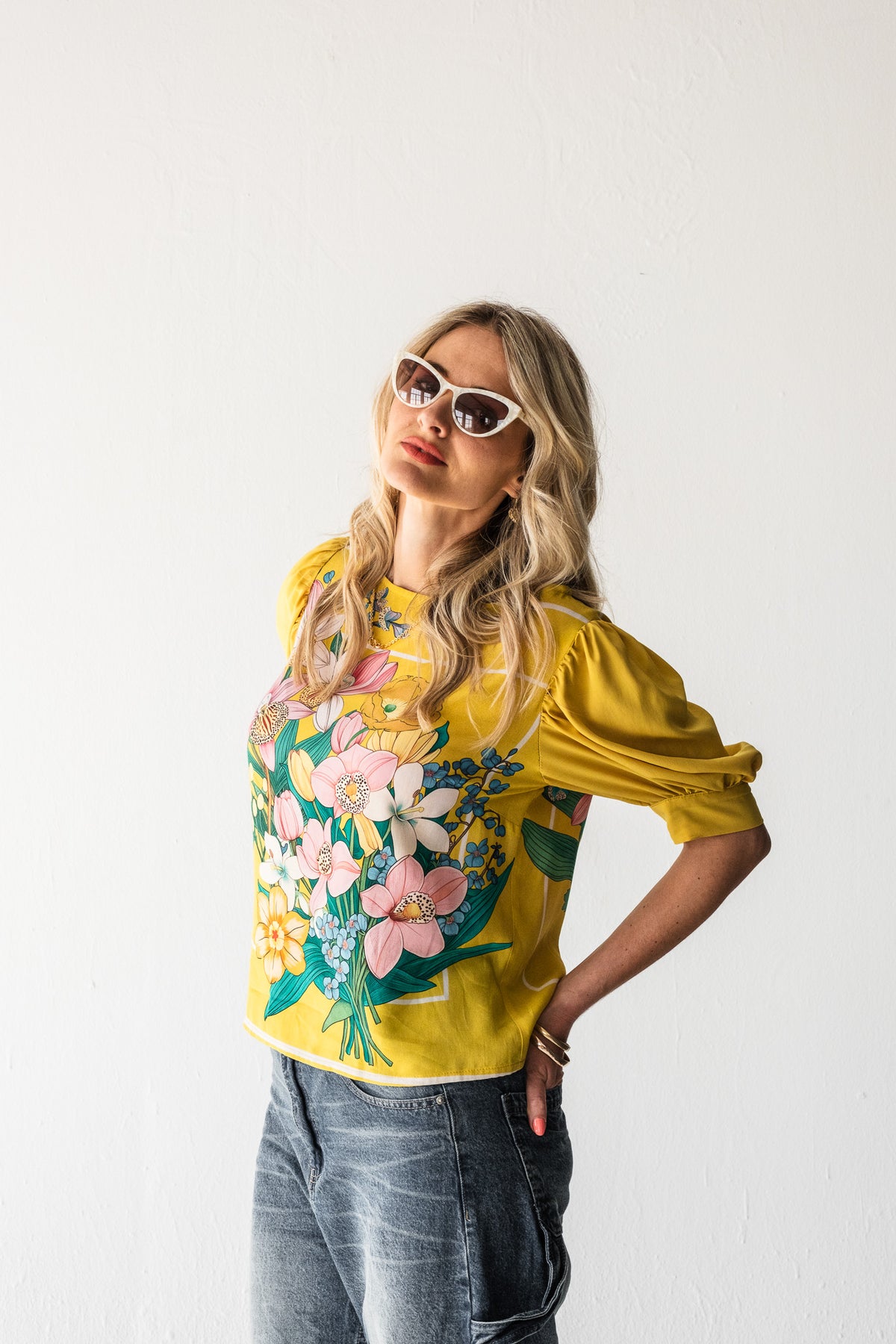 Lillies of the field Blouse - Yellow Botanical Florals