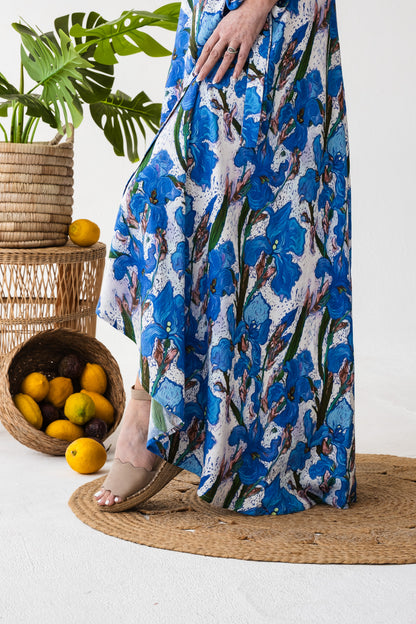 Ilze wrap dress - Blue Floral