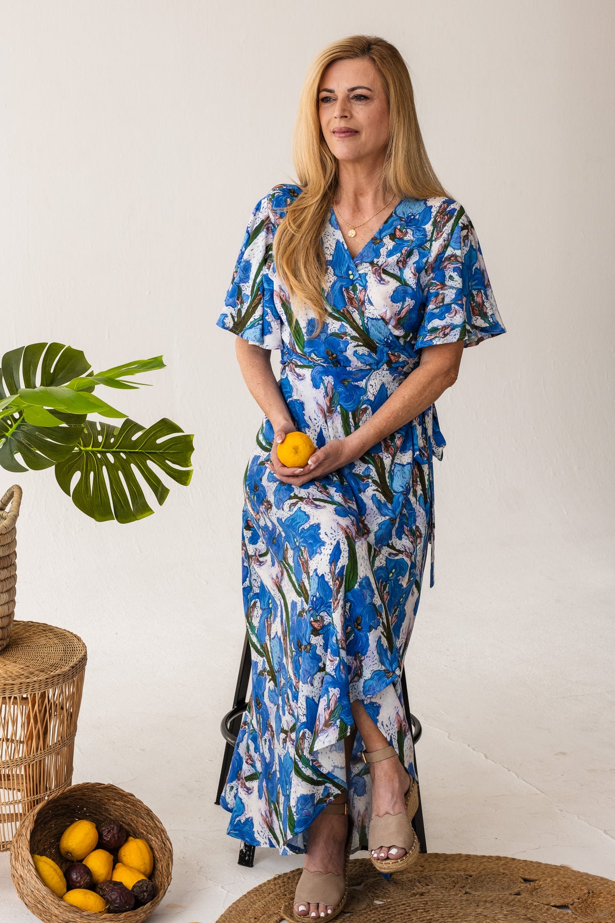 Ilze wrap dress - Blue Floral