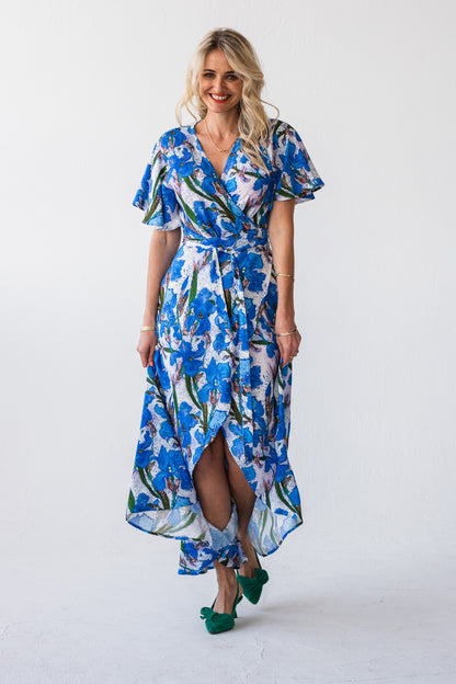 Ilze wrap dress - Blue Floral